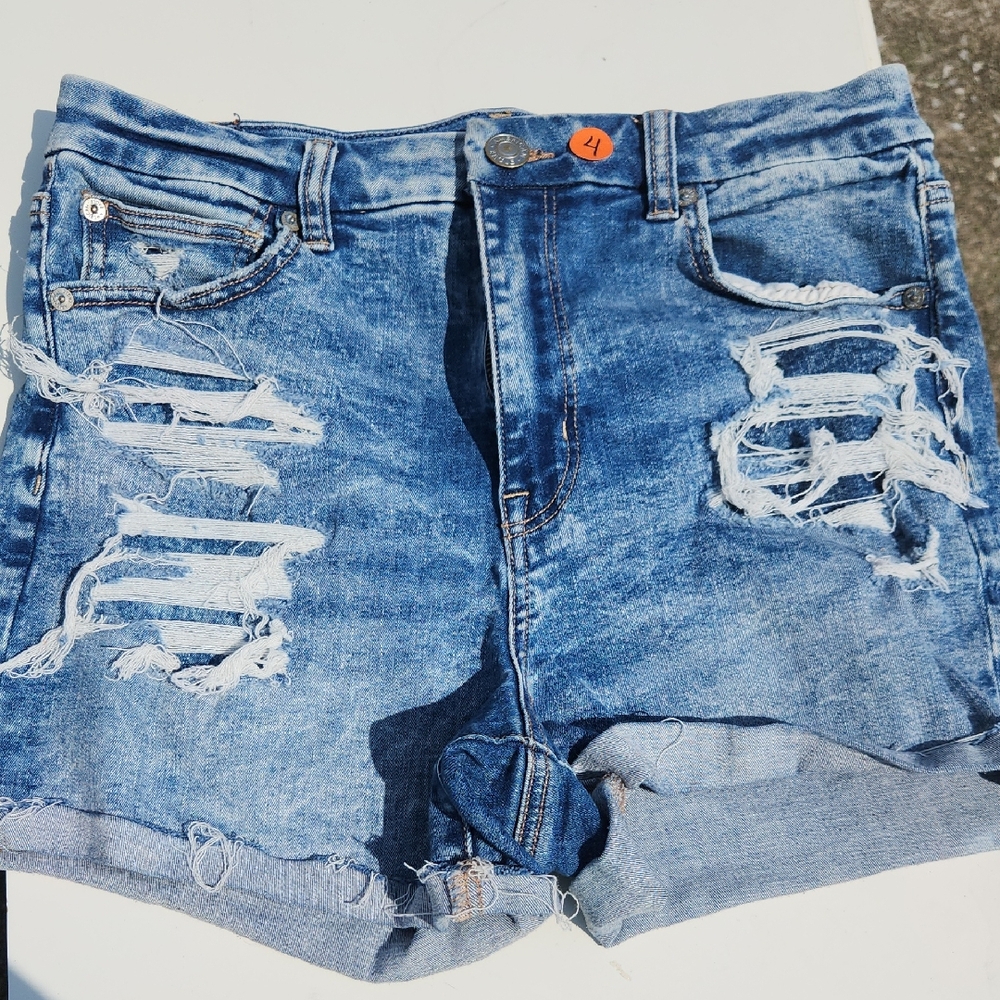 American Eagle Outfitters Blue Distressed Jean Shorts
